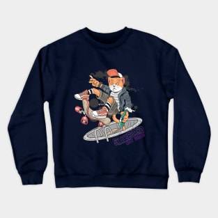 cat skateboard pop punk Crewneck Sweatshirt